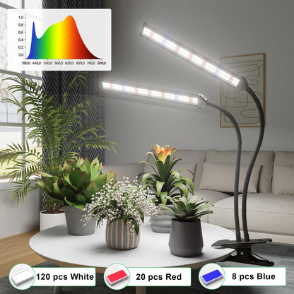 GooingTop LED Grow Light,White Full Spectrum Clip Plant Growing Lamp with High Power Red Blue LEDs for Indoor Plants,Dimming & Optional Auto Timer