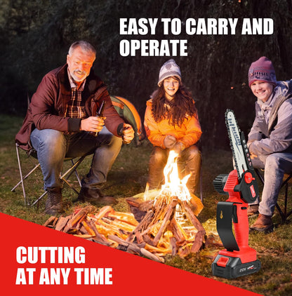 Mini Chainsaw Cordless, 6 Inch Portable Electric Chainsaw, One-Hand Handheld Small Chain Saw for Cutting Wood Trimming and Woodworking- Mini Chain Saw Battery Powered with 2 Batteries