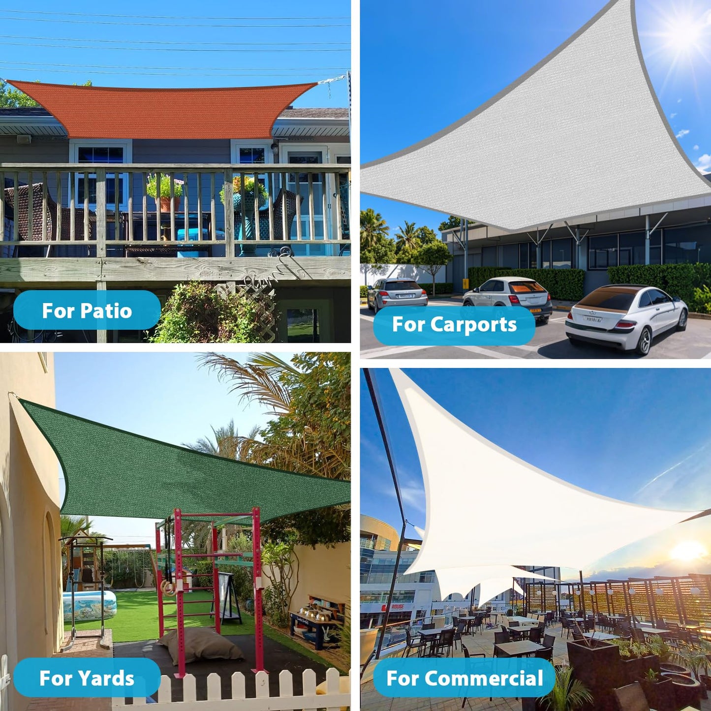 Amagenix Sun Shade Sail 16'X20' Curved Edge Outdoor Shade Canopy Light Grey Breathable 95% UV Block Shade Cloth for Patio Garden Backyard (We Make Custom Size)