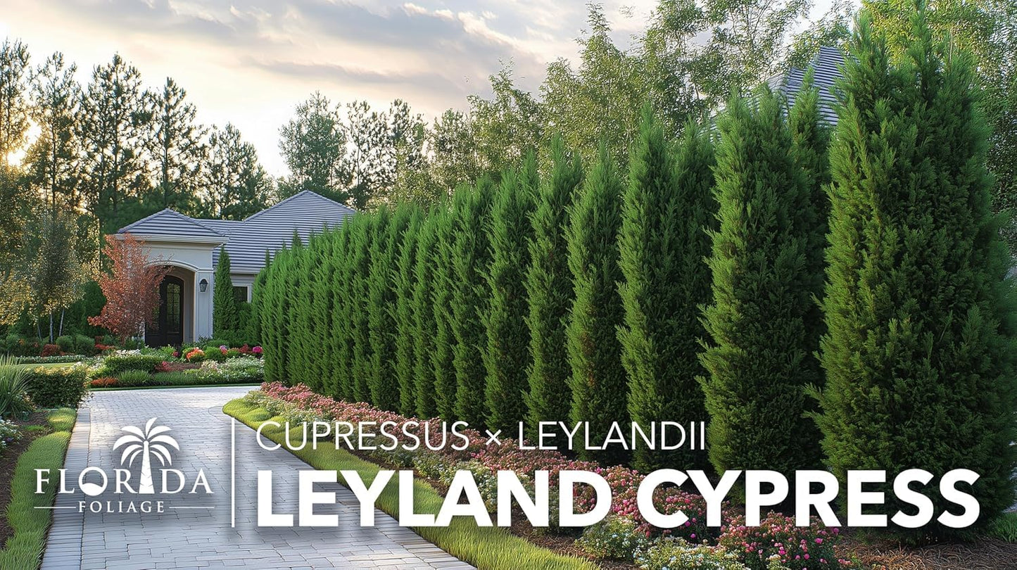 Leyland Cypress | 10 Live Plants | Cupressus × leylandii | Fast Growing Evergreen Trees | Privacy Hedge Plants for Landscaping