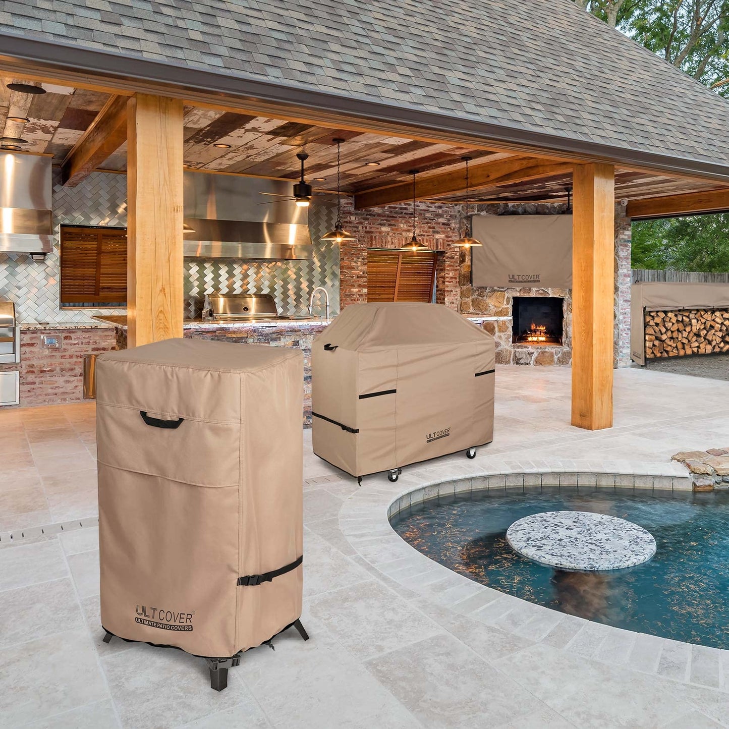 ULTCOVER Waterproof Vertical Electric Smoker Cover 30 inch for Most Square Gas Propane BBQ Smokers Size Upto 19W x 17D x 35H inch