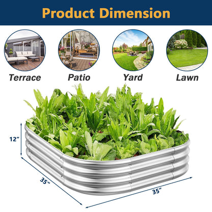 RAYKEEP Raised Garden Bed Kit Outdoor, 2pcs 3x3x1FT Galvanized Oval Planter Box, Large Metal Garden Boxes for Planting Vegetables, Fruits, Flowers