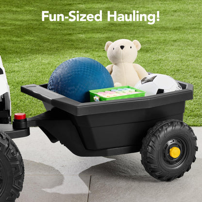 Best Choice Products Kids 12V Electric Ride On UTV Car and Trailer w/Parent Control, LED Lights, 2 Speeds, Bluetooth - White