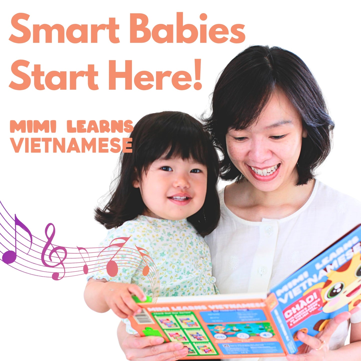 Mimi Learns Vietnamese Vol. 2 — Interactive Sound Board Book for Toddlers 1-3, Bilingual English & Vietnamese Songs & Music, Talking Musical Learning Toy and Gift for Babies & Kids