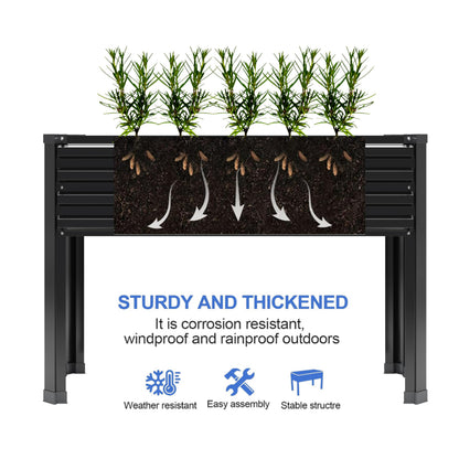 DIIYIV 2PCS Galvanized Raised Garden Bed with Legs,2PCS 48×18×30in Elevated Planter Box for Backyard,Garden, Patio, Balcony, 300lb Capacity,Planters for Outdoor Plants,Black