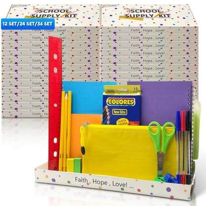Back to School Supplies Bundle Kit Bulk for Christmas Shoebox Donation Essential Supplies Kit for Christian Charity Packing Party Samaritan Purse Gifts (12)