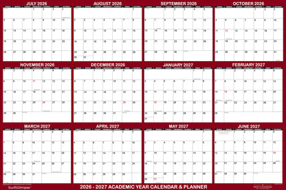 32" x 48" SwiftGlimpse 2026-2027 Academic Wall Calendar Dry Erase Erasable, XLarge, Wet & Dry Erase Laminated, Yearly Planner, JULY 2026 to JUNE 2027 ONLY