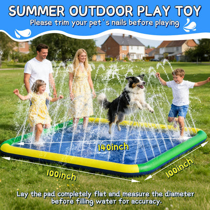Splash Pad for Kids & Dogs, EPN 140"-100" Extra Large Non-Slip Sprinkler Splash Pad, Thickened 0.5mm PVC Water Play Mat, Outdoor Water Toy for Backyard Summer Fun, Ideal for Toddlers 3+ Boys Girls