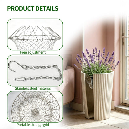 2Pcs Adjustable Planter Insert for Pots Any Height,12-18" Plant Risers for Inside Pots,Heavy Duty Rustproof Stainless Steel Plant Pot With Chains, Chain Pot Fillers for Tall Planters to Reduce Soil