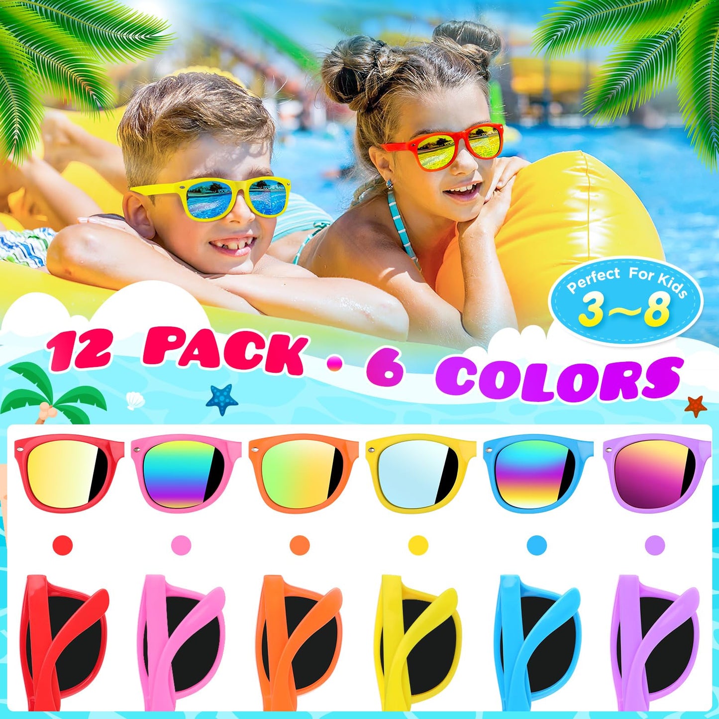 GIFTINBOX Pool Party Favors Beach Party Favors - Pool Toys For Kids Ages 3 4 5 6 7 8 Beach Balls Bulk, Kids Sunglasses, Bubble Wands, Summer Toys for Party Supplies Birthday