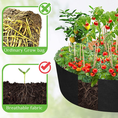 Zhehao 4 Pcs 100 Gallon Fabric Raised Planting Bed Round Garden Grow Bags Heavy Duty Breathable Fabric Raised Planter Container for Gardening Vegetables Herbs and Plants Outdoor