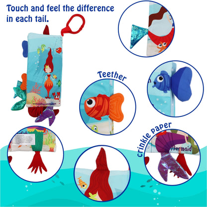bebe mondo Unicorn Baby Crinkle Books & Mermaid Fish Teething Toy for Newborn Babies Infants 0-3-6-12-18 Months Baby Gift