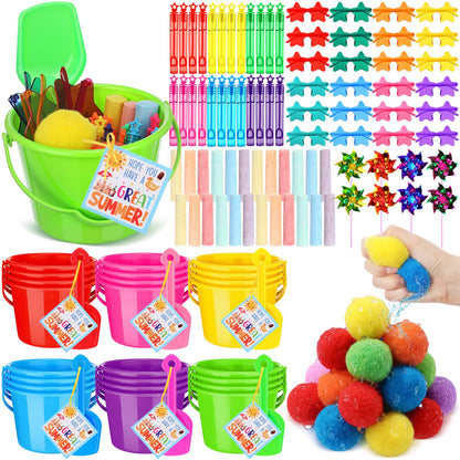 Chivao 192 Pcs Summer End of Year Student Gifts Bulk Pool Beach Party Favors Sand Bucket Shovels Bubble Wands Sunglasses Sidewalk for Classroom Summer Pool Toys Birthday Party Supplies