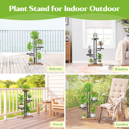 iDavosic.ly Plant Stand for Indoor Outdoor 2 Pack, 5 Tier Metal Folding Flower Holder Shelf and 4 Layer 28 Inch Tall Corner Pot Display Rack for Patio Living Room Garden Balcony Bedroom Porch, Black
