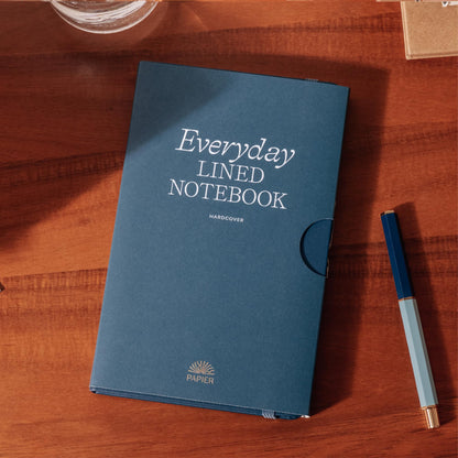 Papier Everyday Notebook - Navy, 5” x 8.25” | Lined Journal Book with Expandable Back Pocket | For Note Taking, Journalling, List Making, School, University Essentials or the Office | FSC Paper