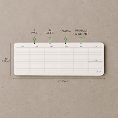 Weekly Planner Pad, Weekly To Do List Notepad, Tear Off Undated Weekly Planner Notepad, 2 Pack, 50 Sheet Each, 4,2" X 11,7", Premium Thick Paper with Cardboard Back Support, Weekly Desk Planner by CLEVER SIGNS