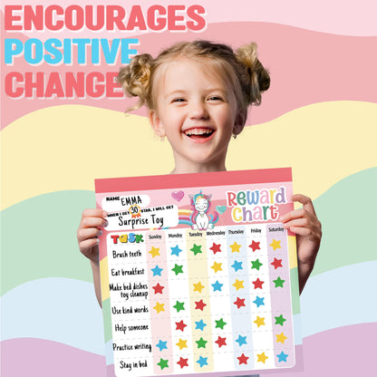 Reward Chart for Kids – Unicorn Magnetic Kids Behavior Chart, Pad with 26 Chore Charts, 1920 Star Stickers, 49 Incentive Stickers, Responsibility Chart for Kids Girls Toddlers - Kids Chore Chart