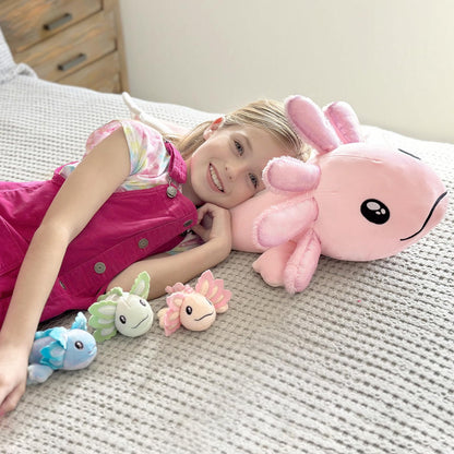 MaoGoLan Axolotl Plush with 3 Babies 33" Cute Stuffed Animals Salamander Plushies 4 PCS, Mom and Baby Plush Toy Set, Soft Axolotl Gifts for Girls Boys Kids Birthday Christmas