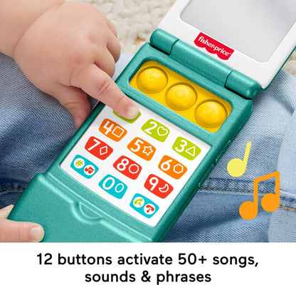 Fisher-Price Baby Toy Flip Phone Laugh & Learn Musical Learning Activity for Toddler Pretend Play Infants Ages 6+ Months