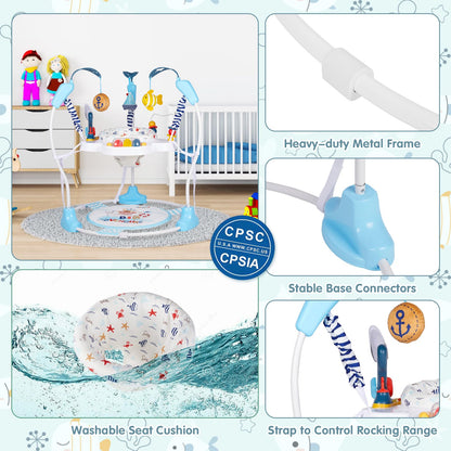 Furmubei Baby Activity Center, 3-in-1 Baby Jumper, Infant Activity Center with 360° Rotating Seat, Music, Lights, 3 Adjustable Heights, Infant Activity Jumper for 6+ Months JP2401