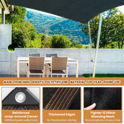 Riare 90% Black Shade Cloth- 20 x 20 FT Sunblock Garden Shade Cloth, Sun Shade Mesh Tarp with Reinforced Grommets for Greenhouse, Garden, Patio, Backyard, Plants, Pergola, Chicken Coop