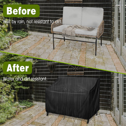 Kingling Outdoor Bench Covers, Patio Loveseats Cover Waterproof Bench Covers for Outdoor Furniture Glider Chair Sofa Cover, 48" W x 29" D x 36" H Black