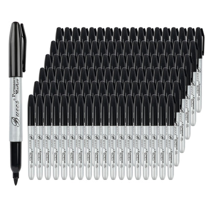 Buecs Permanent Markers, 200 Count Black Permanent Markers, Fine Point, Waterproof & Smear Proof Markers, Quick Drying, Office Supplies for School, Office, Home