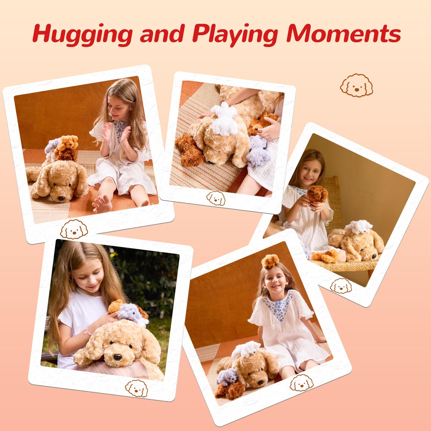 5 Pieces Dog Stuffed Animals for Girls, 1 Mommy Dog with 4 Babies,Puppy Stuffed Animals Gifts for Girls 3 4 5 6 7 8 9 Years, Soft Plush Toys for Kids Christmas, Valentine's, Birthday, Children's Day