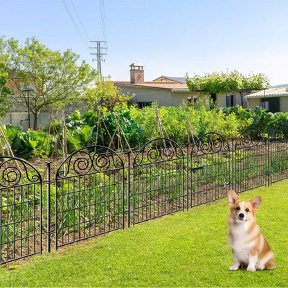 Getlay Tall Garden Fence Animal Barrier with Gate, 40 in(H) 12 Panels Garden Fences and Borders for Dogs, Dog Fence Outdoor for Yard, Total Length 26.2 Ft Metal Temporary Fencing│Patented