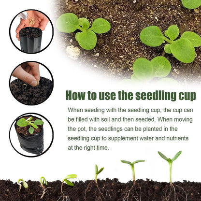 DredQcco 100PACK Plant Grow Bags,Thicken PE Seedling Bag Fruit Tree Seedling Cup Bonsai Planting Bag with Breathable Holes for Garden Black Planting Bags Nursery Bags (4.7'' Dia x 8'' H)