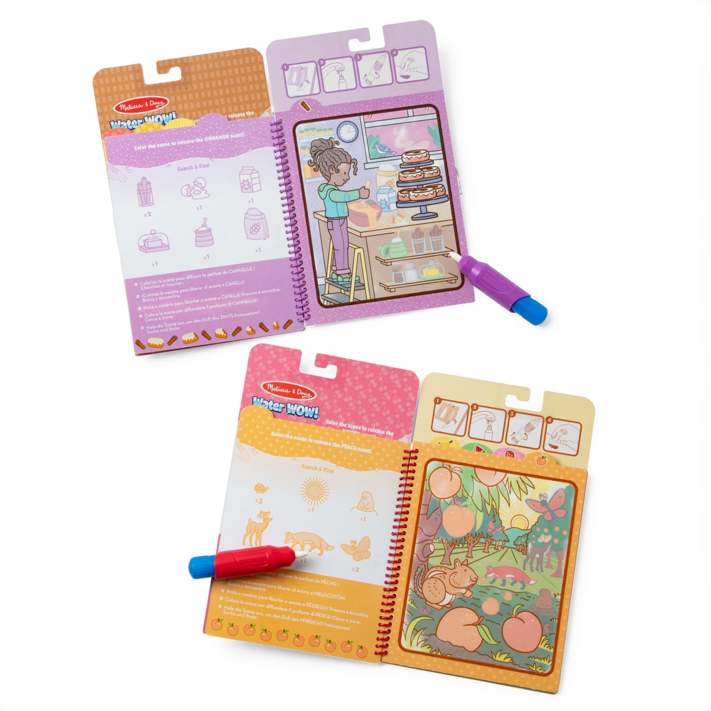 Melissa & Doug 2-Pack Scented Water Wow! Mess Free Coloring Book, Reusable Water-Reveal Activity Pads, Fruit and Treats, Travel Toys, Party Favors, for Toddlers for Kids Ages 3+ - FSC Certified