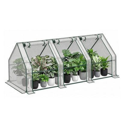 Gentingbro 106 x 36 x 34-Inch Mini Greenhouse Outdoor Invernaderos para Plantas Exterior with Fully Openable Zipper Door Cover Portable Frame with Reinforced U-Shaped Ground Stakes