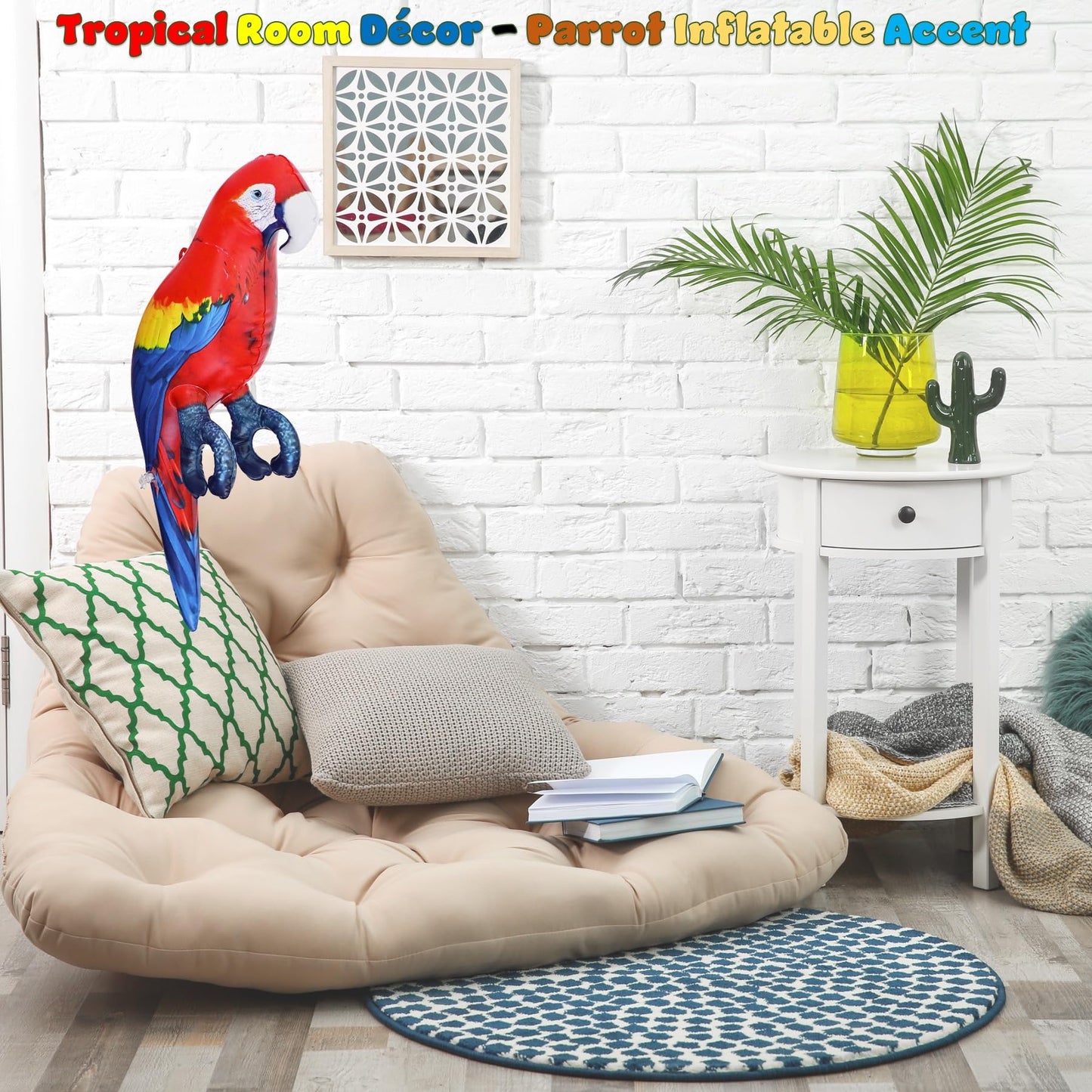 Jet Creations 24" Inflatable Scarlet Macaw Parrot Red, Yellow, Blue Animal Figure for Decor, Play, Livestock Party, Birthday,Kids Gift, Christmas, Winter