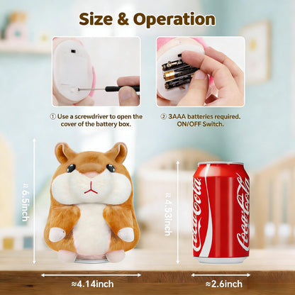 SANJOIN Kids Toddler Toys for Ages 2-4, Talking Hamster Repeats What You Say for Boys Girls, Interactive Plush Repeating Toy Gifts for 2 3 4 5 6 8 Year Old Boy Girl Birthday Gift (Brown)