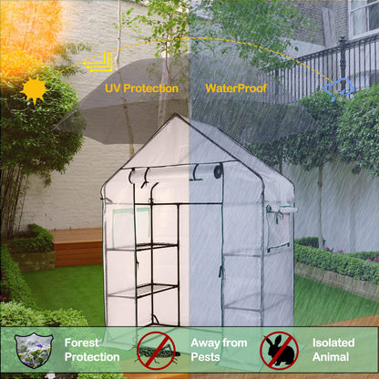 KOKSRY Mini Greenhouse,Greenhouses for Outdoors,Portable Walk in Green House for Garden Plants that Need Frost Protection and Away from Pests, Animals(56"x30"x76")-White