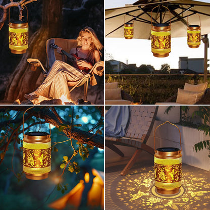 Mothers Day Gifts Solar Lanterns Outdoor Waterproof Hummingbird Garden Decor,Birthday Gifts for Women Mom Grandma,Hanging Solar Hummingbird Lights Outside Hollowed-Out Lantern for Patio,Yard Art,Porch
