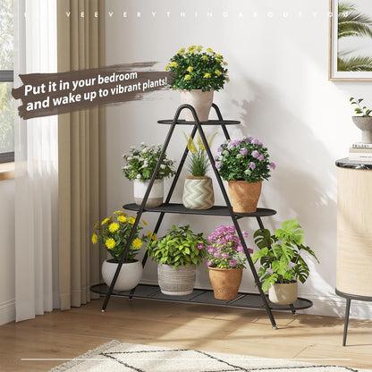 STDDRE Plant Stand Indoor Plant Shelf Outdoor Corner Tall Plant Rack 3-Tier Large Metal Plant Holder Heavy-Duty Flower Rack for Patio,Living Room,Garden Decor (Black)