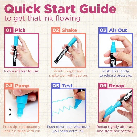 Liquid Chalk Markers for Chalkboard Erasable (20 Vintage Colors) - Bold Dry Erase Marker Chalk Pens for Blackboard, Windows, Bistro, Glass - 6mm Reversible Tip