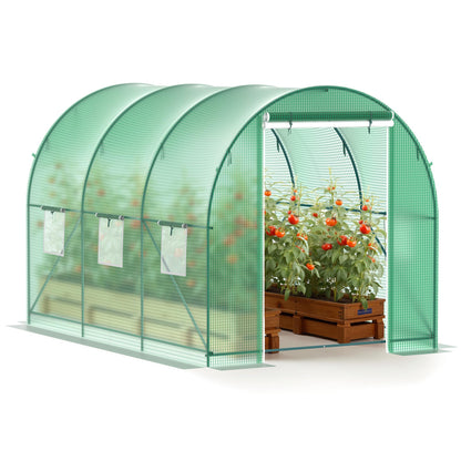 Greenhouse, 10’x7’x7’ Walk-in Greenhouse Heavy Duty Tunnel Green House with 6 Ventilated Mesh Windows & Zippered Roll-up Door, Large Plant Garden Hot House Outdoor with Reinforced Frame