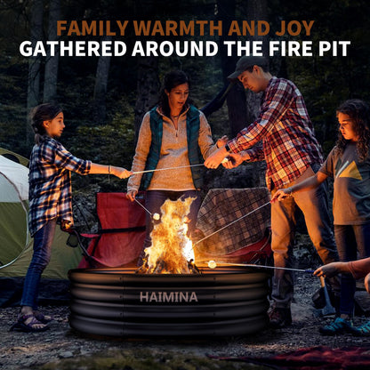 HAIMINA 36 Inch Fire Pit Ring, Heavy Duty Large Fire Pit Ring for Outside Wood Burning, Fire Pits Rings with High-Temperature Coating for Backyard, Bonfire, Camping, Beach (3x3 FT)