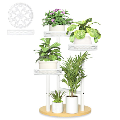 NQW Tall Plant Stand Indoor Outdoor, Corner 3 Tier Metal Flower Pot Stands,Heavy Duty Plant Shelf for Living Room Bedroom Balcony