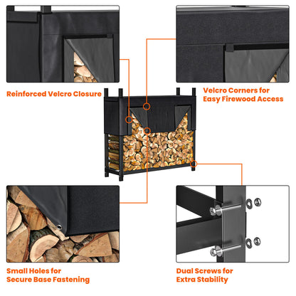 Ultrawall 4ft Heavy Duty Firewood Rack with Waterproof Cover, Freestanding Wood Log Holders for Firewood, Indoor/Outdoor Wood Storage Rack