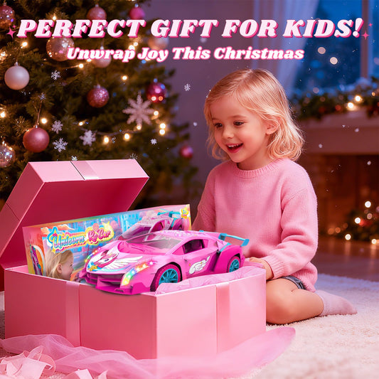 Unicorn RC Car for Girls, Rainbow Glow & Drift Wing Remote Control Car,2.4GHz RC Cars 1:18 Scale,Kids Toys Age 3 4 5 6 7 8 9 10 11 12,Girls Birthday Gifts,Valentines Day Gifts for Kids 3-12 Year Old