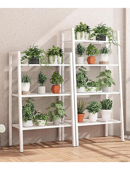 Plant Stand Indoor Outdoor,Metal Plant Stands,4 Tier Corner Plant Shelf Tall Plant Shelf with Leveling Feet(Black)