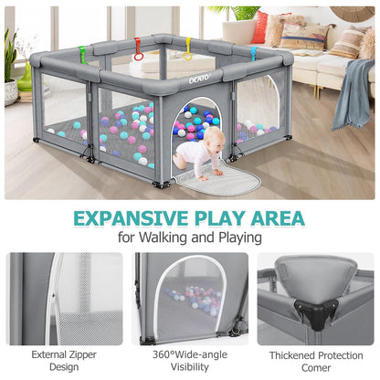 OCATO Baby Playpen Play Pen: Foldable Playpen for Babies and Toddlers Playard for Indoor Outdoor Activity Center Game Fence Safety Area Toddler Play Pen for Babies 6-12 Months Baby Gifts (50" × 50")