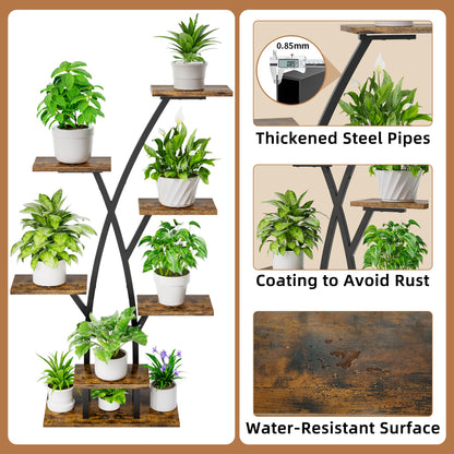 EVAWOO Plant Stand With Grow Lights - 7 Tiered Corner Shelf for Multiple Plants, 42" Metal Shelves, Flower Holder Display Rack for Indoor Home Patio Balcony
