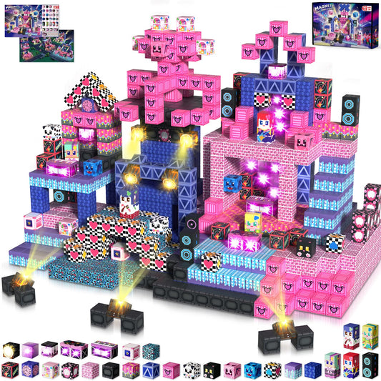 Annexfun 150PCS Magnetic Blocks with Light Up Blocks,Magnetic Cubes Magnetic Building Blocks Toys for Ages 3+ STEM Sensory Stacking Toys for Boys & Girls Birthday Gifts