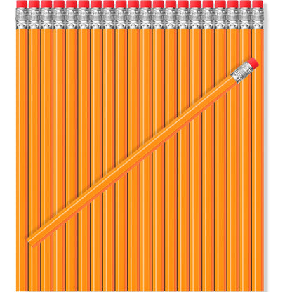 TecUnite 60 Pcs HB Pencils #2 Unsharpened Wood Cased Pencils with Eraser Hexagonal Pencil Cute Graphite No 2 Pen for Adults Gifts Exam School Office Sketching Learning(Yellow, Silver)