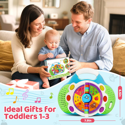Musical Toddler Learning Toy, Alphabet Flip Book with Lights & Sounds, Car Seat Travel Toy for 1 2 3 Year Old Boys Girls, Interactive ABC Educational Toy for Daycare Classroom, Christmas Birthday Gift