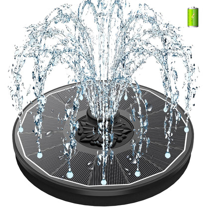 SZMP Solar Bird Bath Fountains,Working On Cloudy Day Solar Water Fountain 3.5W Glass Solar Panel 2000mAh Battery 4 Fixer 7 Nozzles Solar Fountain for Bird Bath Garden(Black Solar Panel)